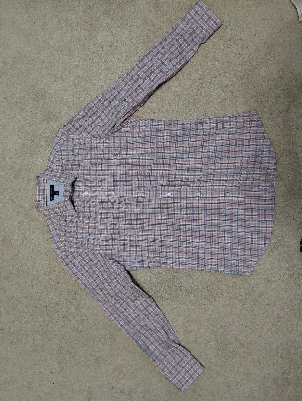 Banana Republic Blue and Pink Plaid Button-Down Shirt